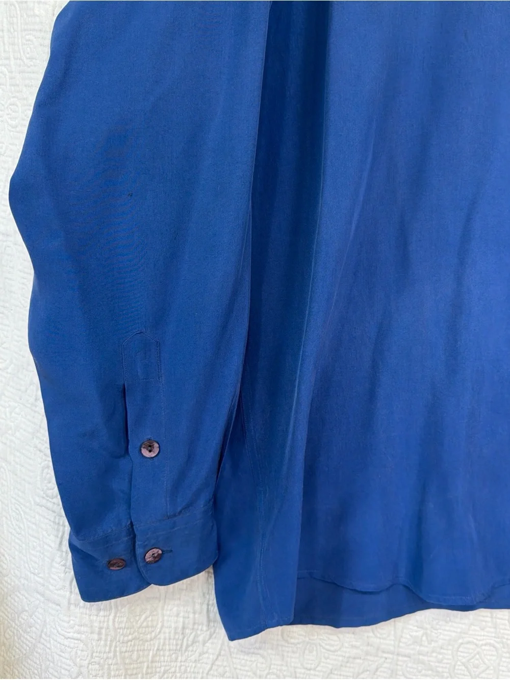 Jhane Barnes 100 Silk Mens XL Shirt Vintage Royal Hue Blue Luxury NEEDS CLEANED